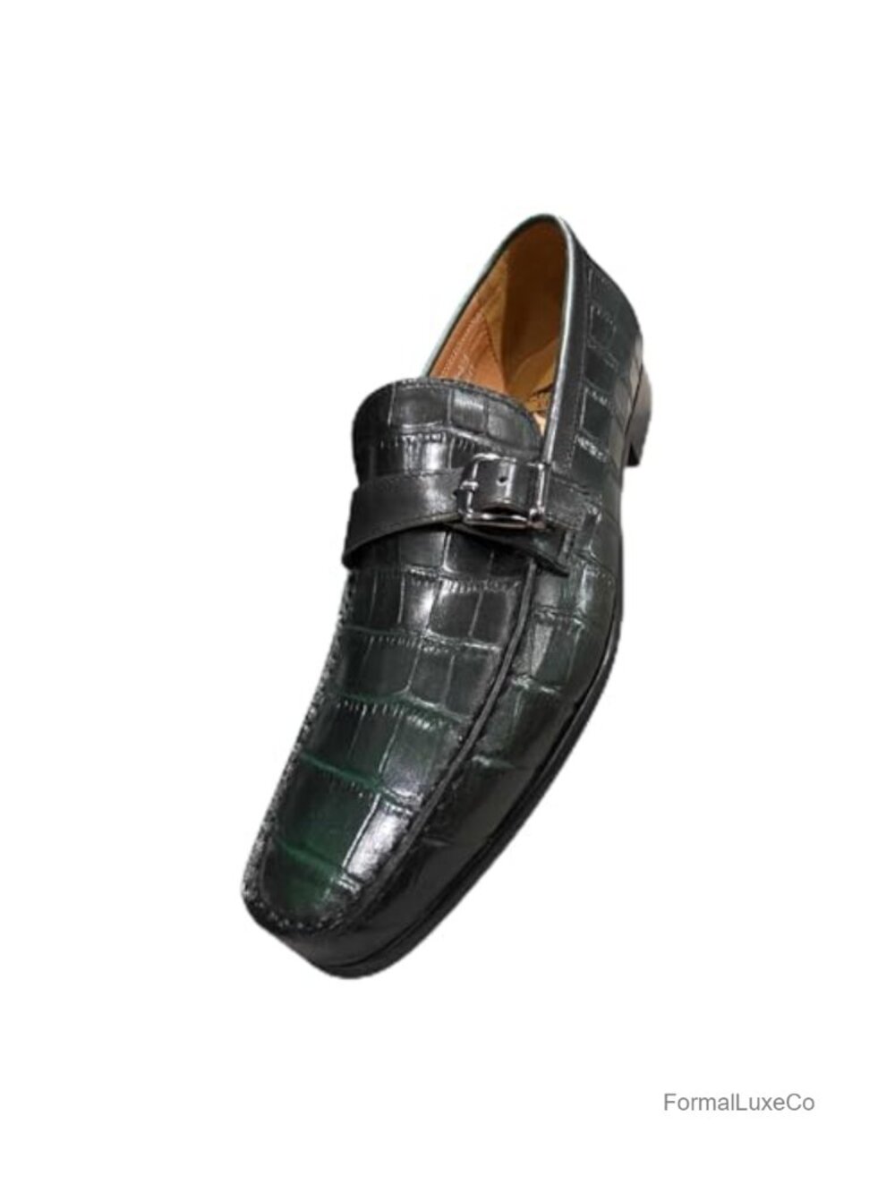Genuine Leather Loafers Block Heel Slip-On Formal Dress Shoes